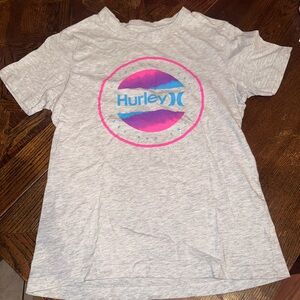 Hurley Gray Tee with Pink and Blue Logo